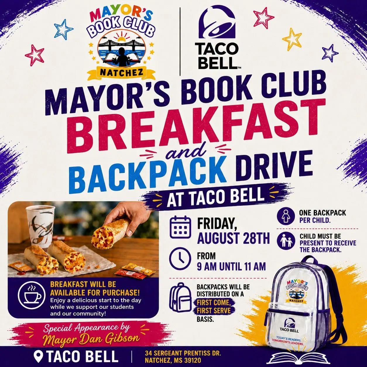 Mayor’s Book Club Breakfast & Backpack Drive